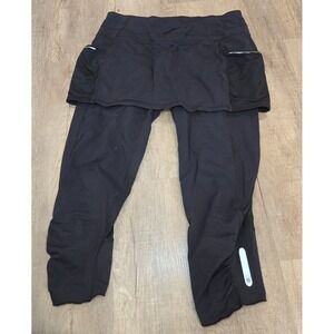 Athleta‎ Acceleration 2 in 1 Capri Skort Women M Black Stretch Tennis Active